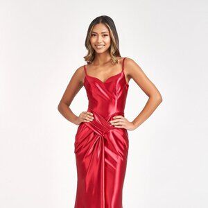 NEW BURGUNDY SWEETHEART SLEEVELESS STRAPS SATIN MERMAID ZIPPER BACK GOWN GL3044